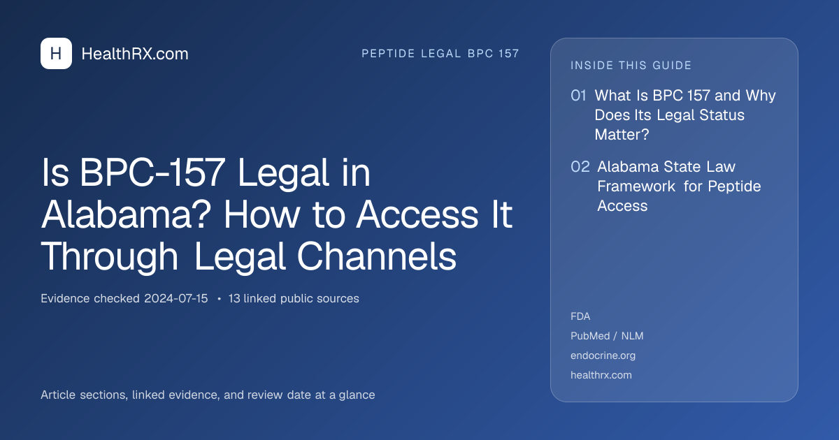 Evidence overview for Is BPC-157 Legal in Alabama? How to Access It Through Legal Channels