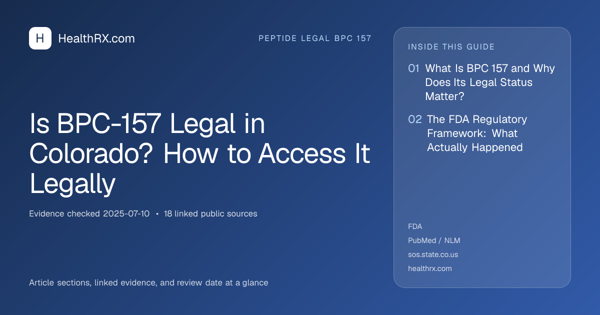 Evidence overview for Is BPC-157 Legal in Colorado? How to Access It Legally