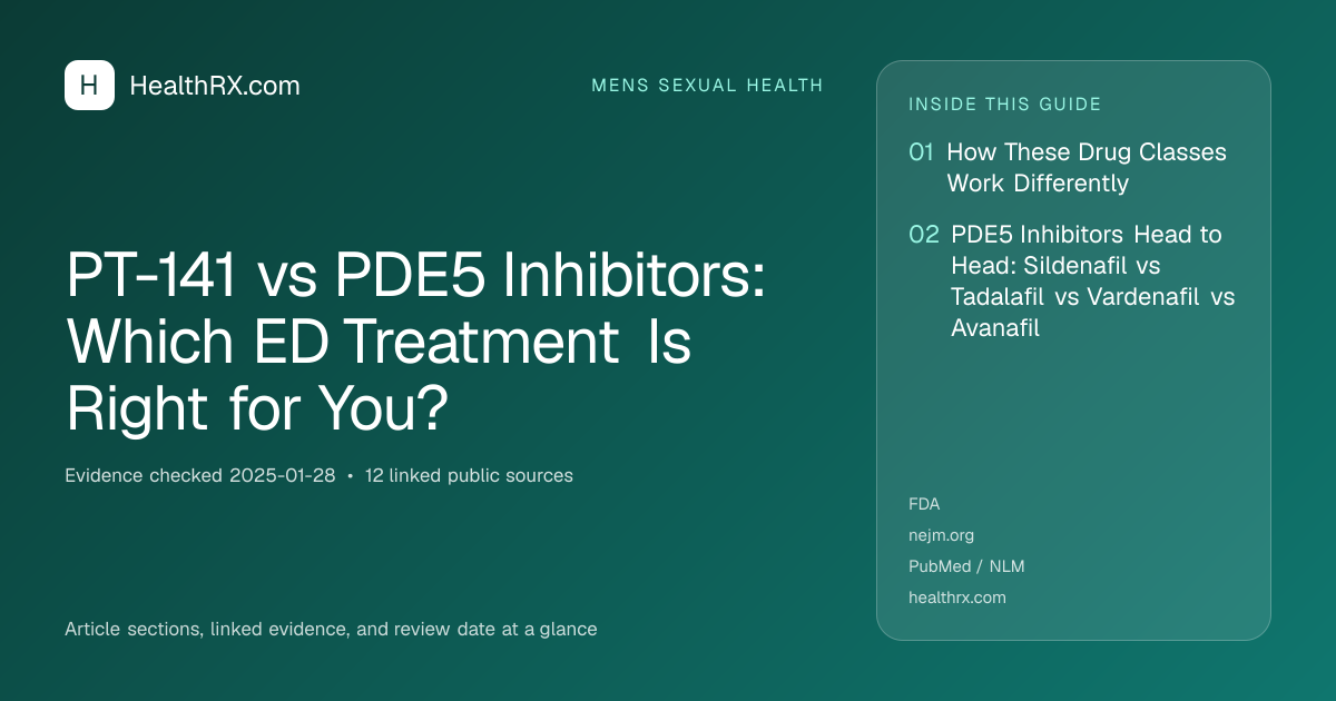Evidence overview for mens sexual health: PT-141 vs PDE5 Inhibitors: Which ED Treatment Is Right for You?