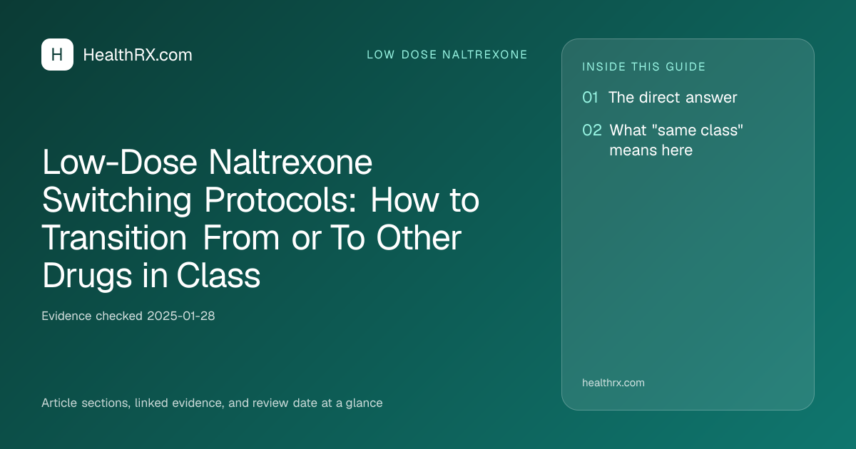 Evidence overview for low dose naltrexone: Low-Dose Naltrexone Switching Protocols: How to Transition From or To Other Drugs in Class