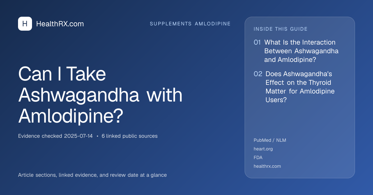 Evidence overview for supplements amlodipine: Can I Take Ashwagandha with Amlodipine?