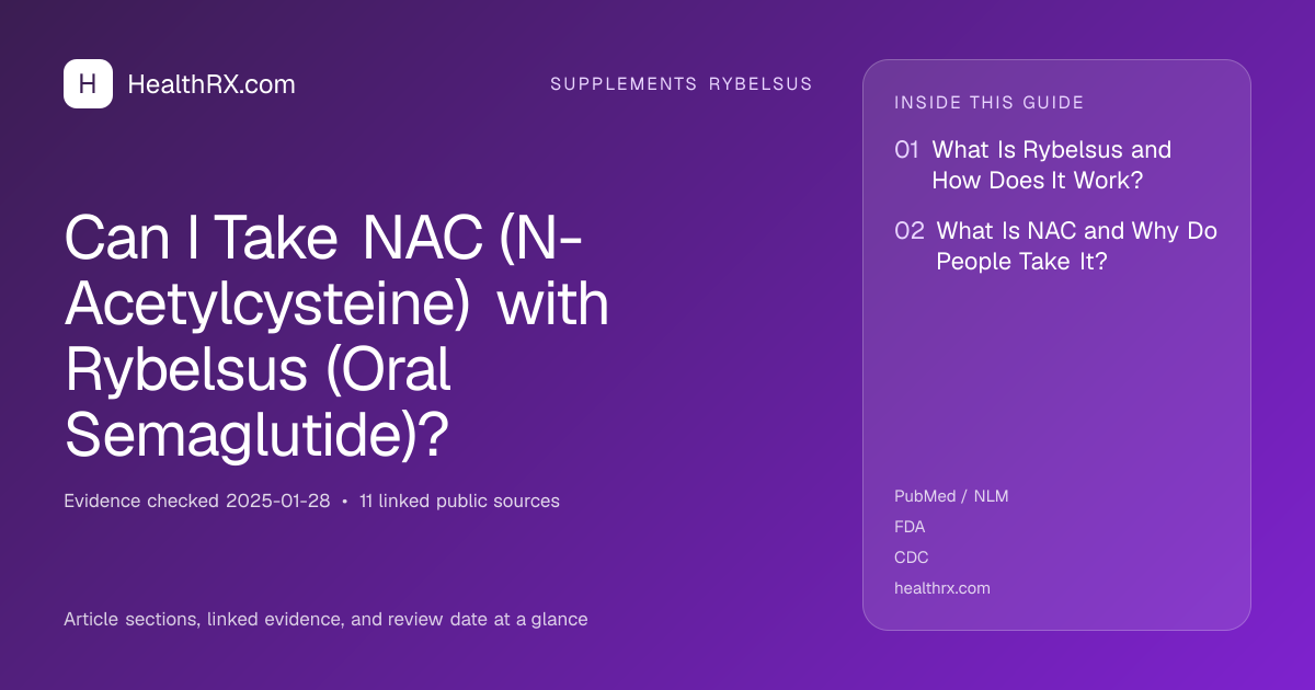 Evidence overview for Can I Take NAC (N-Acetylcysteine) with Rybelsus (Oral Semaglutide)?