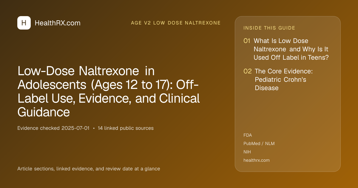 Evidence overview for Low-Dose Naltrexone in Adolescents (Ages 12 to 17): Off-Label Use, Evidence, and Clinical Guidance