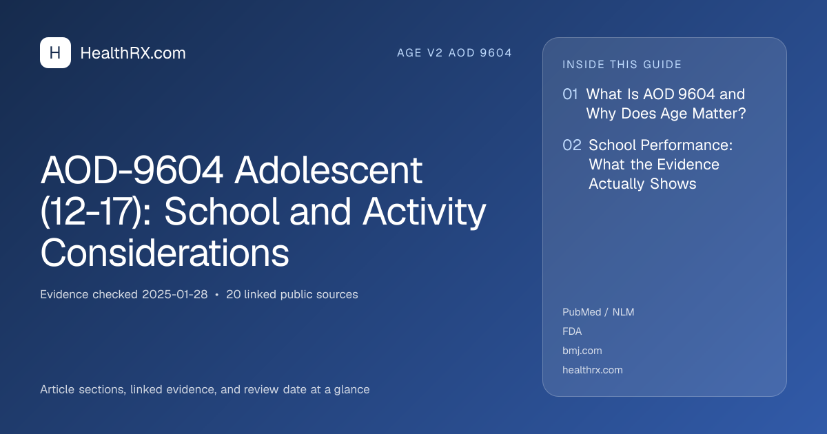 Evidence overview for AOD-9604 Adolescent (12-17): School and Activity Considerations