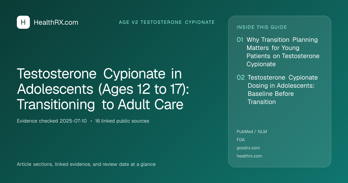Evidence overview for Testosterone Cypionate in Adolescents (Ages 12 to 17): Transitioning to Adult Care