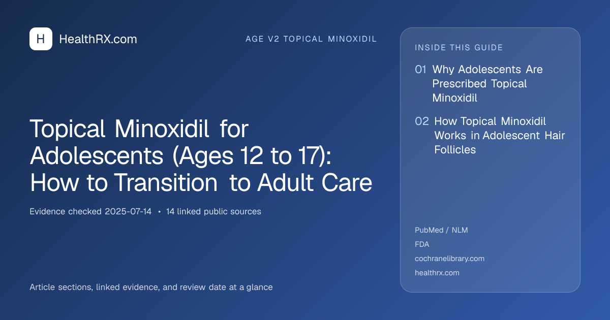 Evidence overview for age v2 topical minoxidil: Topical Minoxidil for Adolescents (Ages 12 to 17): How to Transition to Adult Care