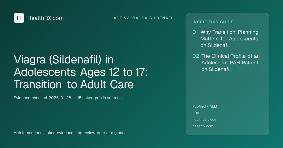 Evidence overview for age v2 viagra sildenafil: Viagra (Sildenafil) in Adolescents Ages 12 to 17: Transition to Adult Care