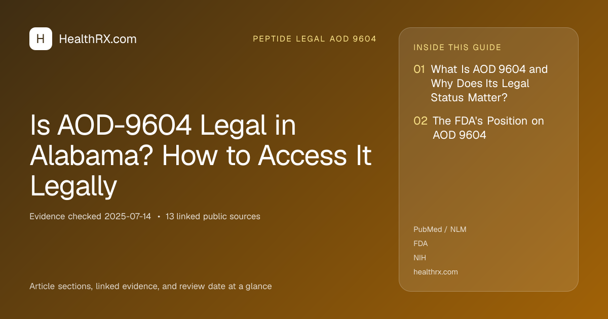 Evidence overview for Is AOD-9604 Legal in Alabama? How to Access It Legally