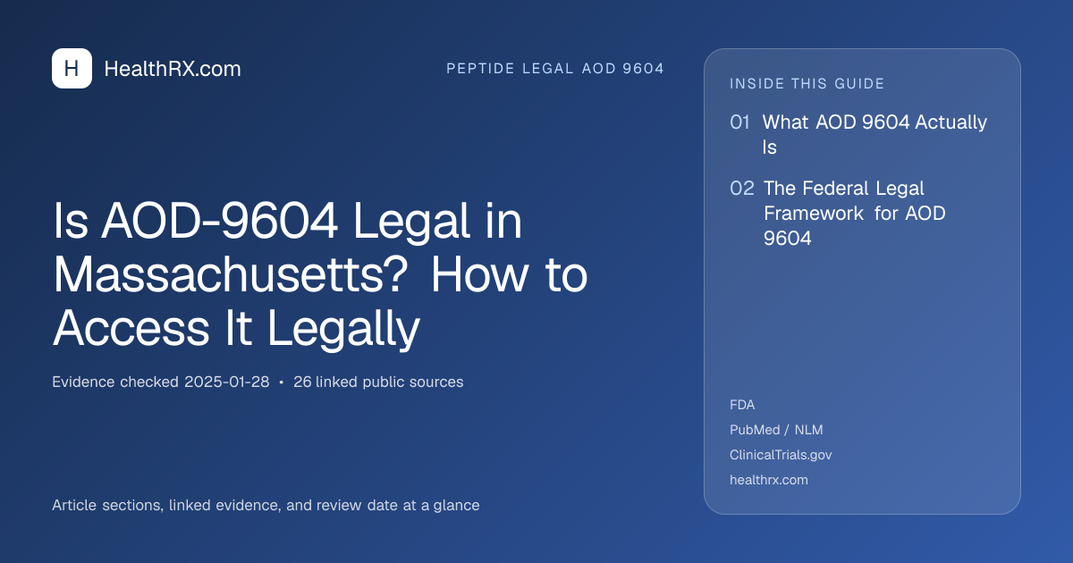 Evidence overview for Is AOD-9604 Legal in Massachusetts? How to Access It Legally