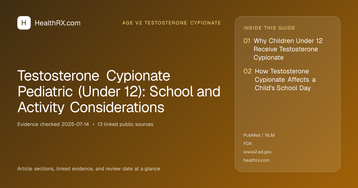 Evidence overview for Testosterone Cypionate Pediatric (Under 12): School and Activity Considerations