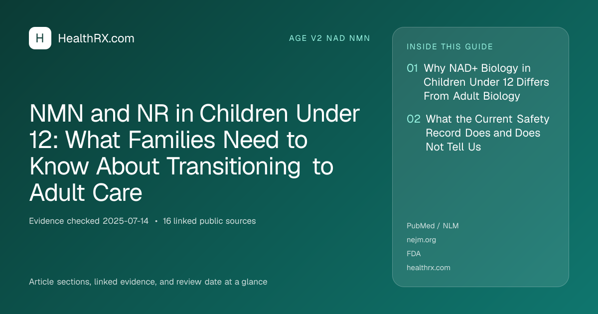 Evidence overview for age v2 nad nmn: NMN and NR in Children Under 12: What Families Need to Know About Transitioning to Adult Care