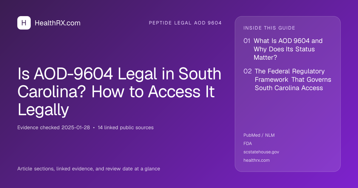 Evidence overview for Is AOD-9604 Legal in South Carolina? How to Access It Legally