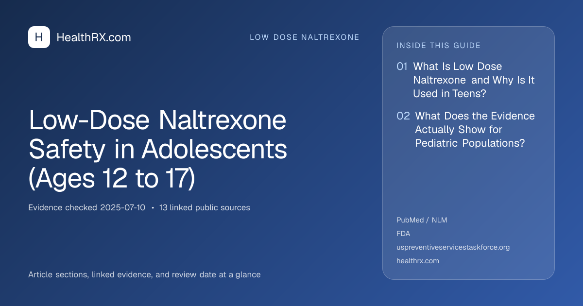 Evidence overview for Low-Dose Naltrexone Safety in Adolescents (Ages 12 to 17)