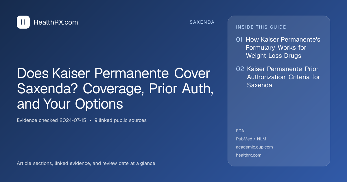 Evidence overview for Does Kaiser Permanente Cover Saxenda? Coverage, Prior Auth, and Your Options