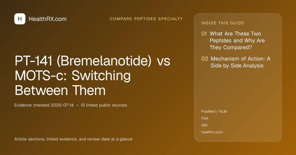 Evidence overview for PT-141 (Bremelanotide) vs MOTS-c: Switching Between Them