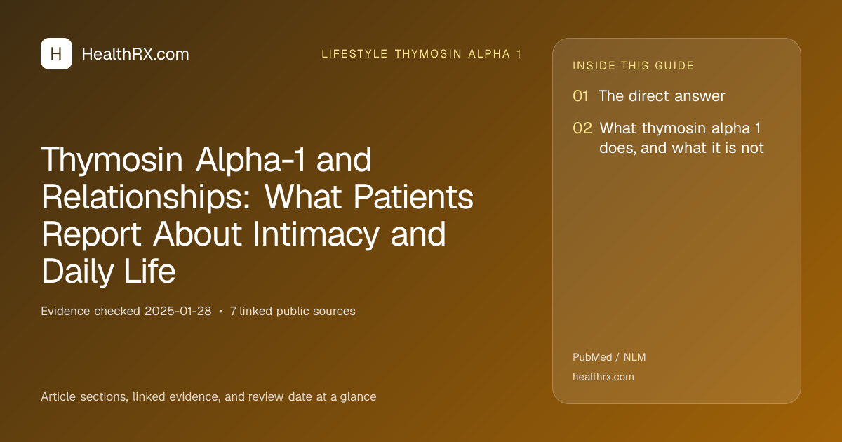 Evidence overview for lifestyle thymosin alpha 1: Thymosin Alpha-1 and Relationships: What Patients Report About Intimacy and Daily Life