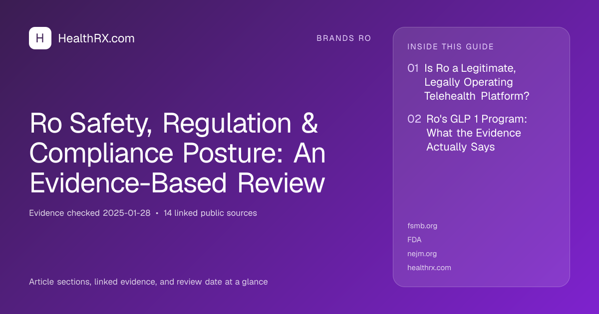 Evidence overview for Ro Safety, Regulation & Compliance Posture: An Evidence-Based Review