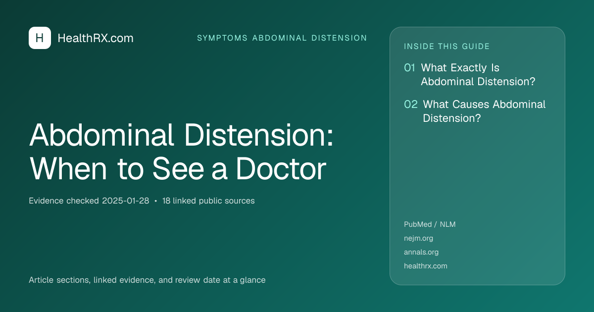 Evidence overview for symptoms abdominal distension: Abdominal Distension: When to See a Doctor