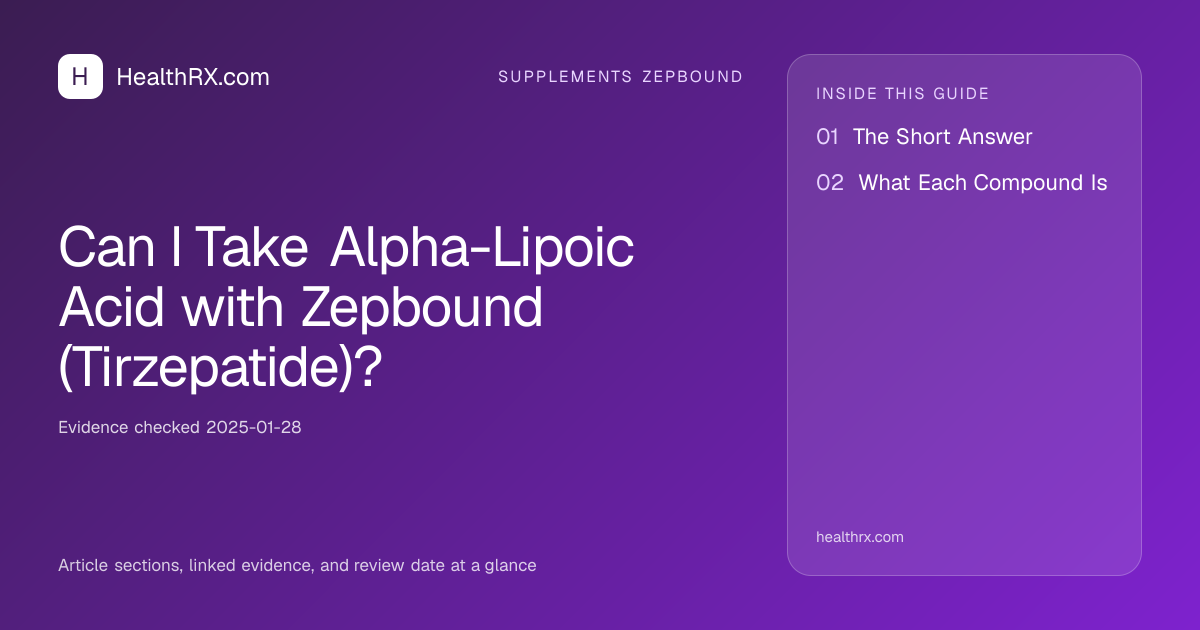Evidence overview for Can I Take Alpha-Lipoic Acid with Zepbound (Tirzepatide)?