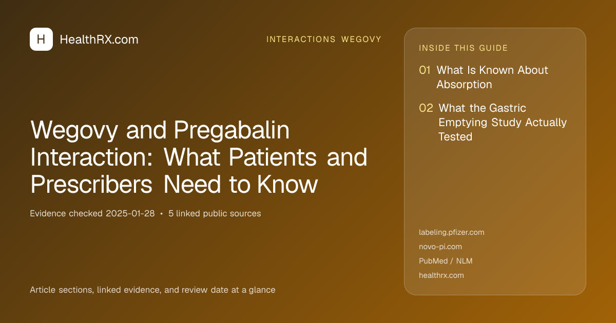 Evidence overview for Wegovy and Pregabalin Interaction: What Patients and Prescribers Need to Know