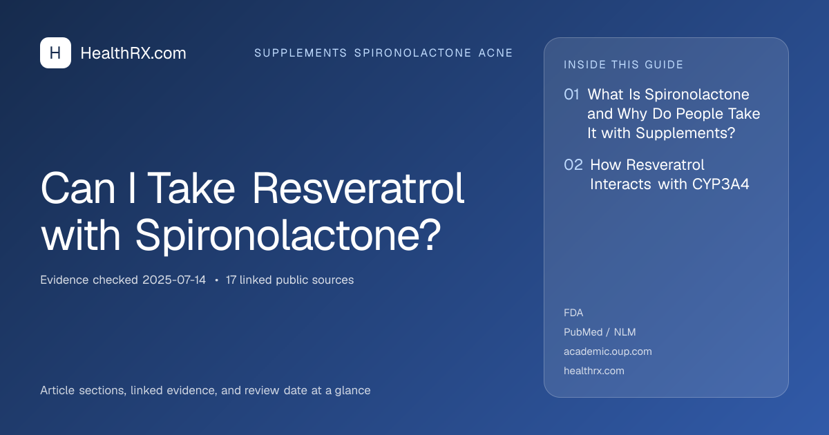 Evidence overview for supplements spironolactone acne: Can I Take Resveratrol with Spironolactone?