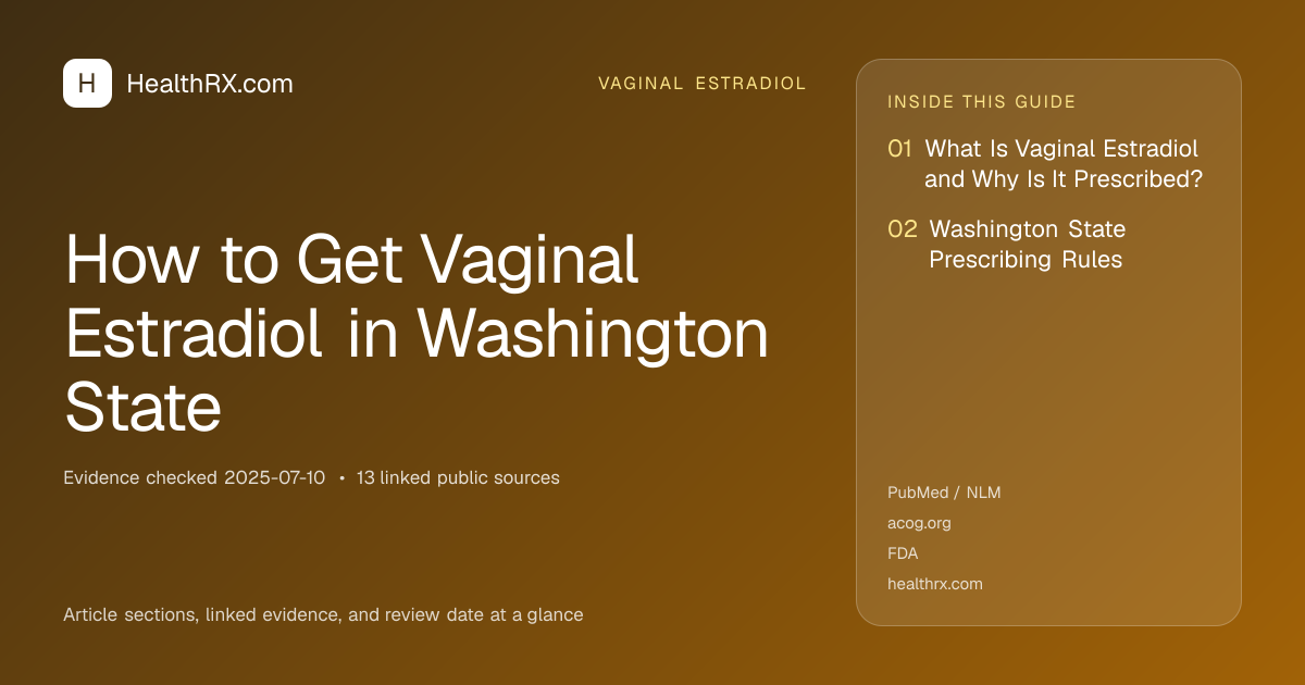 Evidence overview for How to Get Vaginal Estradiol in Washington State
