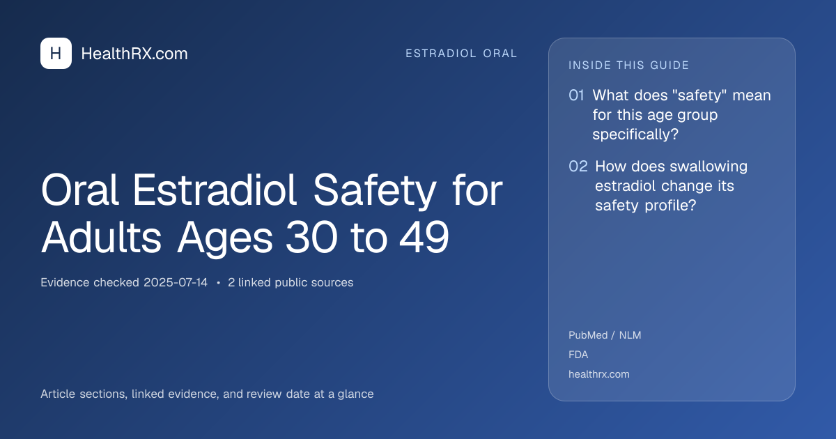 Evidence overview for Oral Estradiol Safety for Adults Ages 30 to 49
