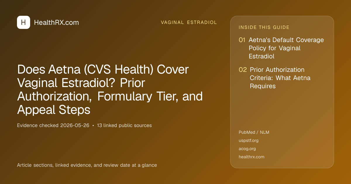 Evidence overview for Does Aetna (CVS Health) Cover Vaginal Estradiol? Prior Authorization, Formulary Tier, and Appeal Steps