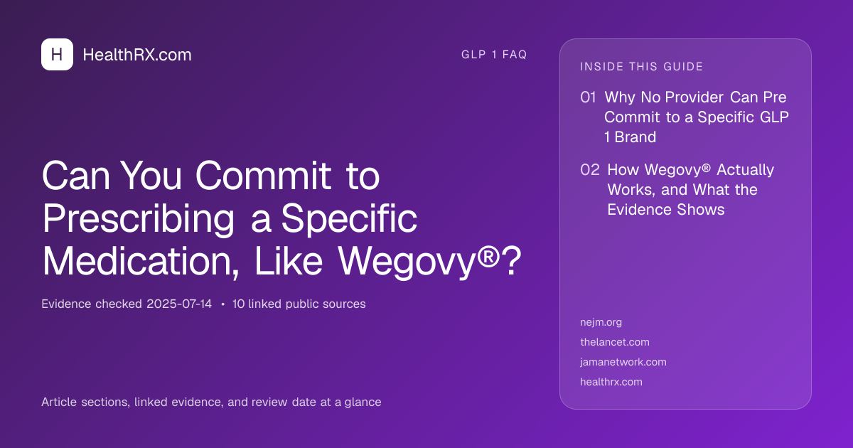 Evidence overview for Can You Commit to Prescribing a Specific Medication, Like Wegovy®?