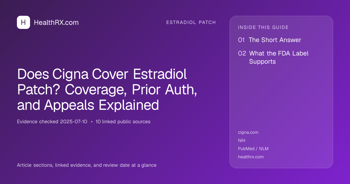 Evidence overview for Does Cigna Cover Estradiol Patch? Coverage, Prior Auth, and Appeals Explained