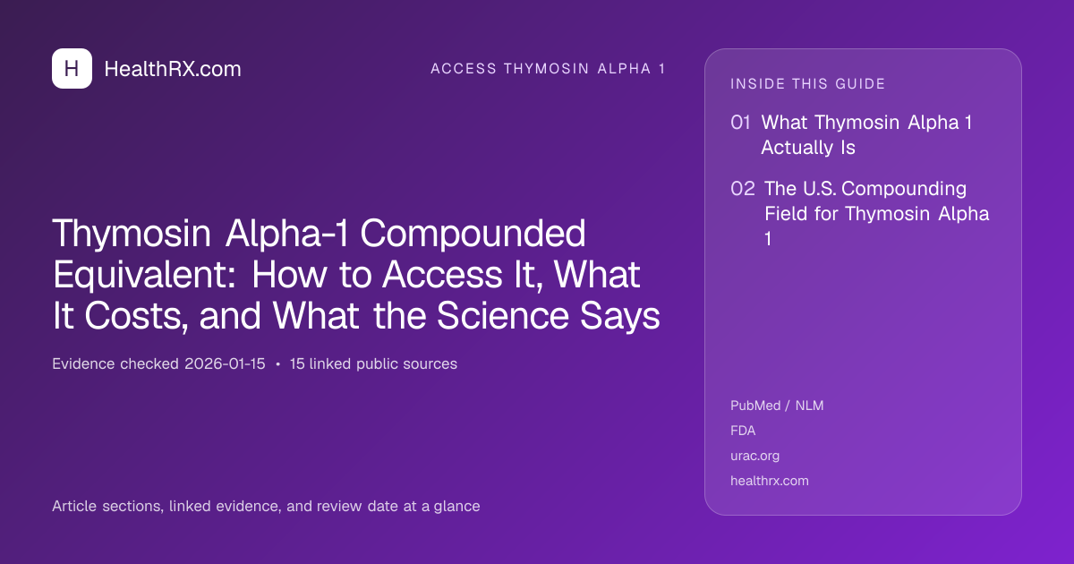 Evidence overview for Thymosin Alpha-1 Compounded Equivalent: How to Access It, What It Costs, and What the Science Says