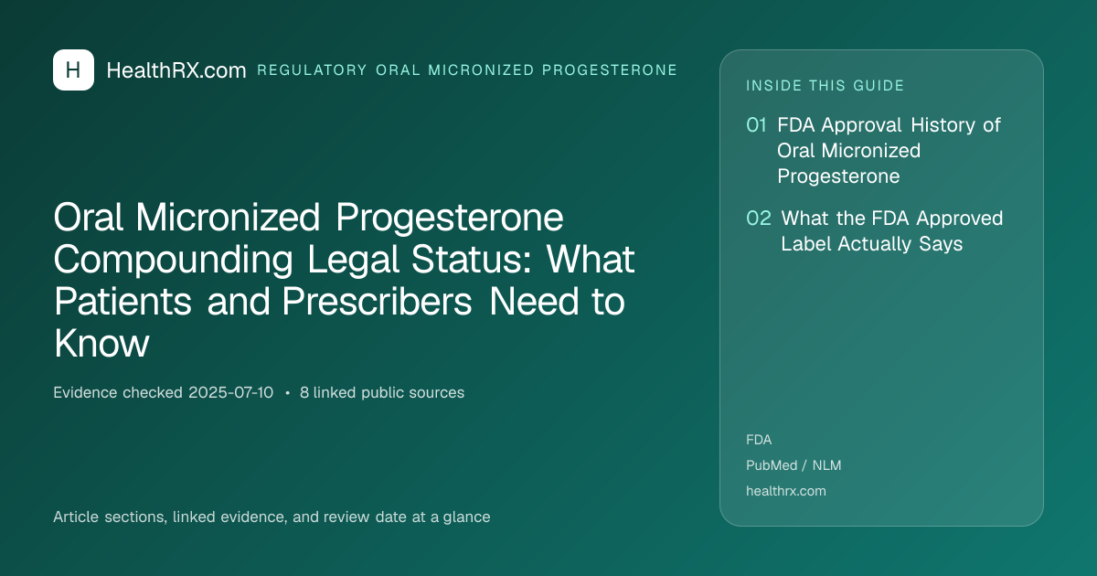 Evidence overview for Oral Micronized Progesterone Compounding Legal Status: What Patients and Prescribers Need to Know