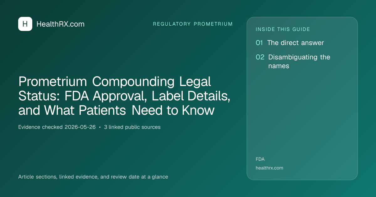 Evidence overview for Prometrium Compounding Legal Status: FDA Approval, Label Details, and What Patients Need to Know