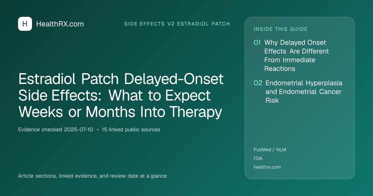 Evidence overview for Estradiol Patch Delayed-Onset Side Effects: What to Expect Weeks or Months Into Therapy