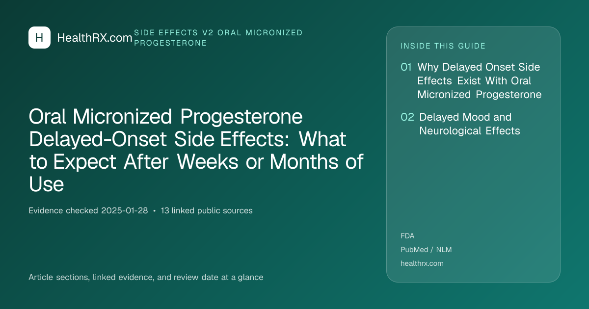 Evidence overview for Oral Micronized Progesterone Delayed-Onset Side Effects: What to Expect After Weeks or Months of Use