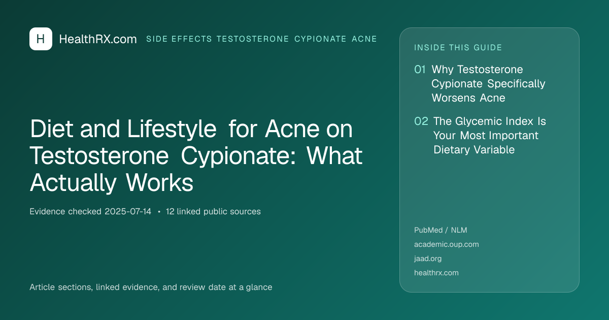 Evidence overview for Diet and Lifestyle for Acne on Testosterone Cypionate: What Actually Works