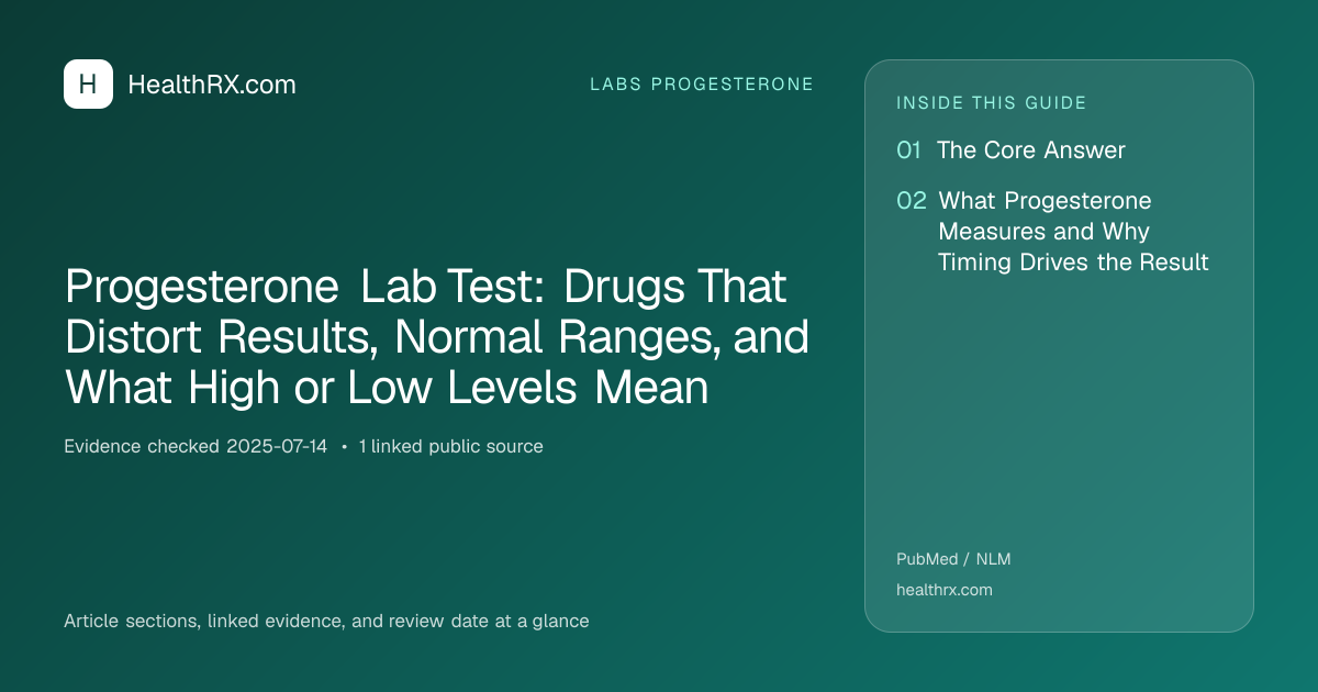 Evidence overview for Progesterone Lab Test: Drugs That Distort Results, Normal Ranges, and What High or Low Levels Mean
