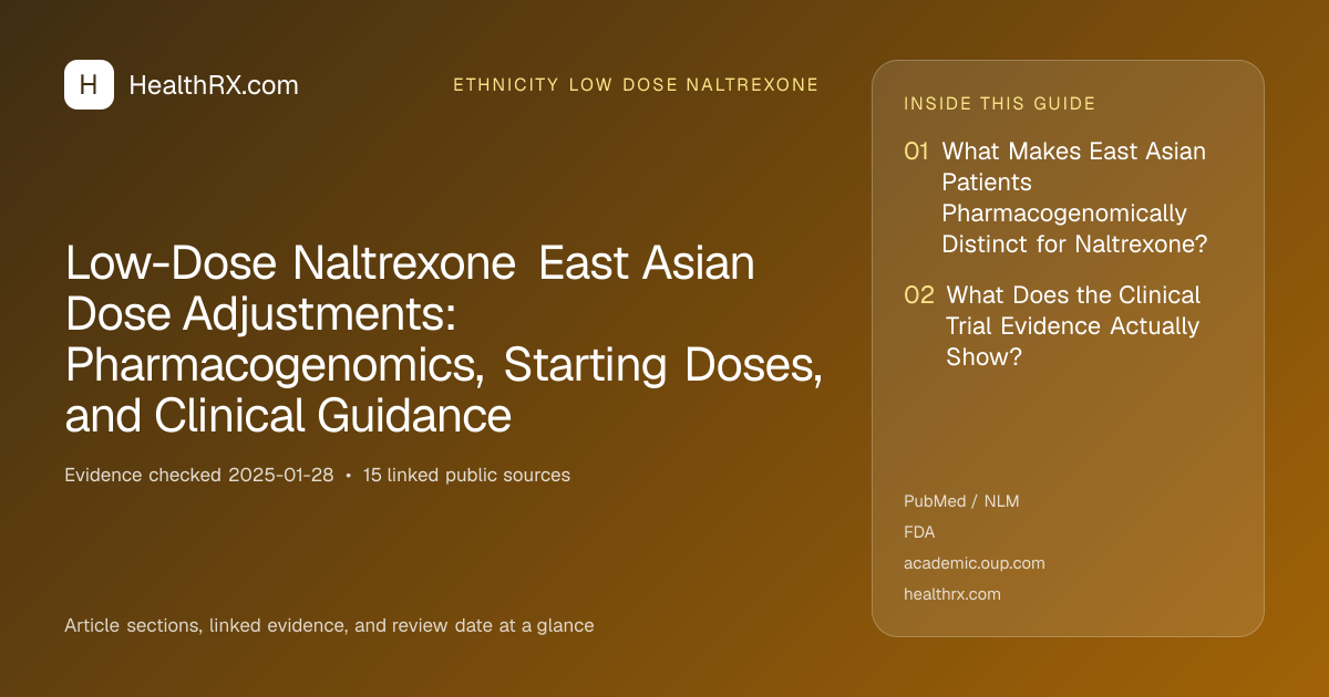 Evidence overview for ethnicity low dose naltrexone: Low-Dose Naltrexone East Asian Dose Adjustments: Pharmacogenomics, Starting Doses, and Clinical Guidance