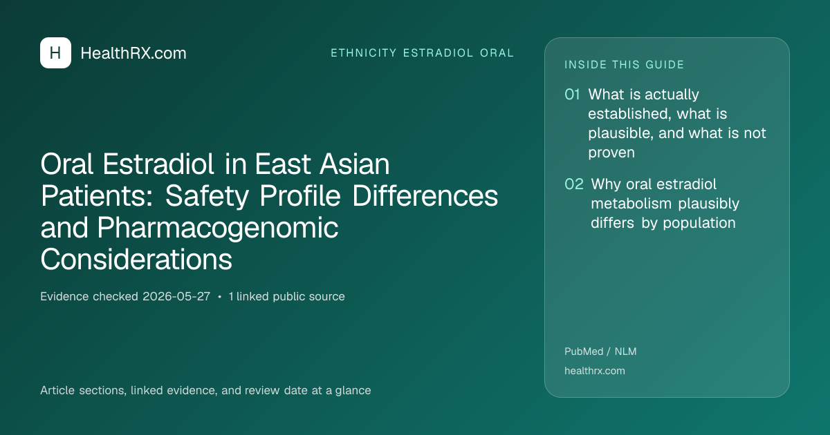 Evidence overview for Oral Estradiol in East Asian Patients: Safety Profile Differences and Pharmacogenomic Considerations