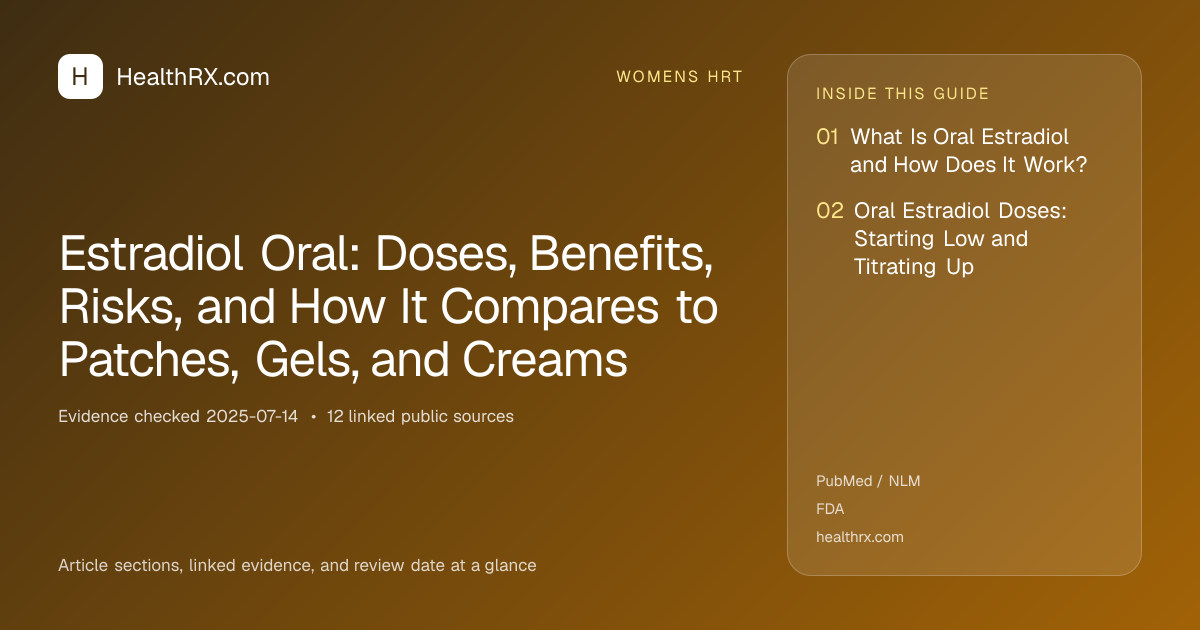 Evidence overview for Estradiol Oral: Doses, Benefits, Risks, and How It Compares to Patches, Gels, and Creams