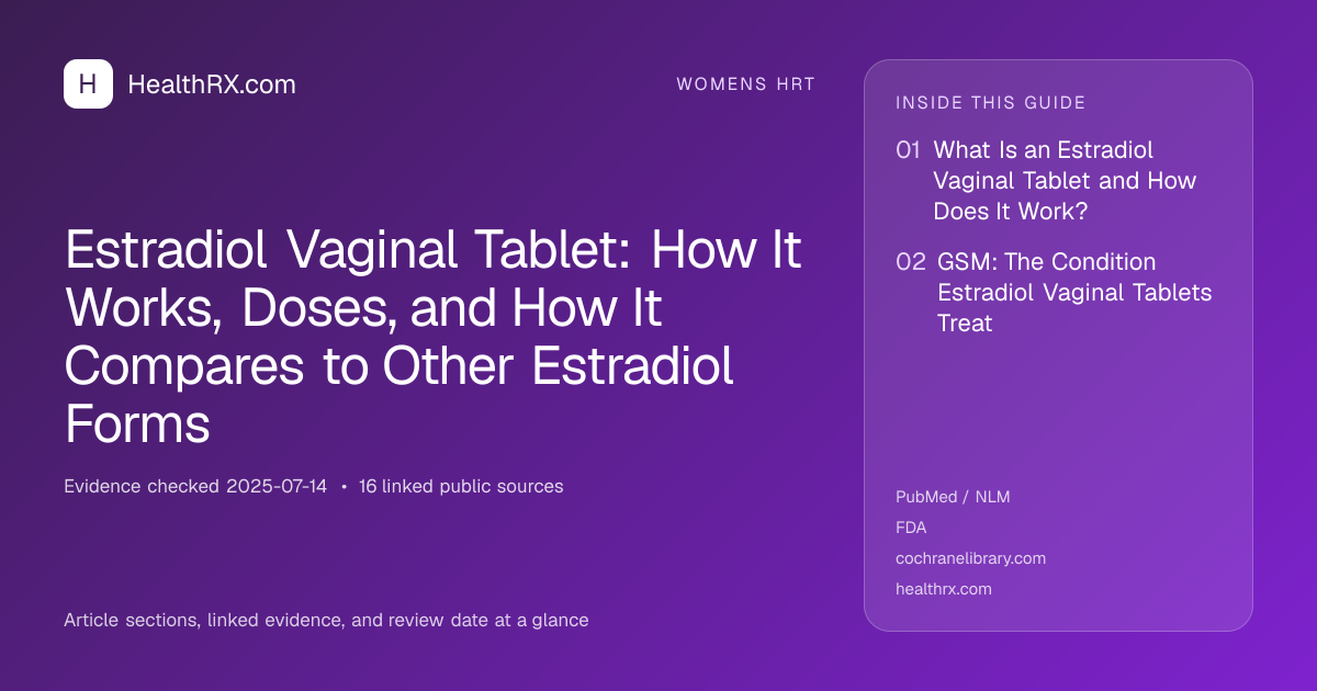 Evidence overview for Estradiol Vaginal Tablet: How It Works, Doses, and How It Compares to Other Estradiol Forms