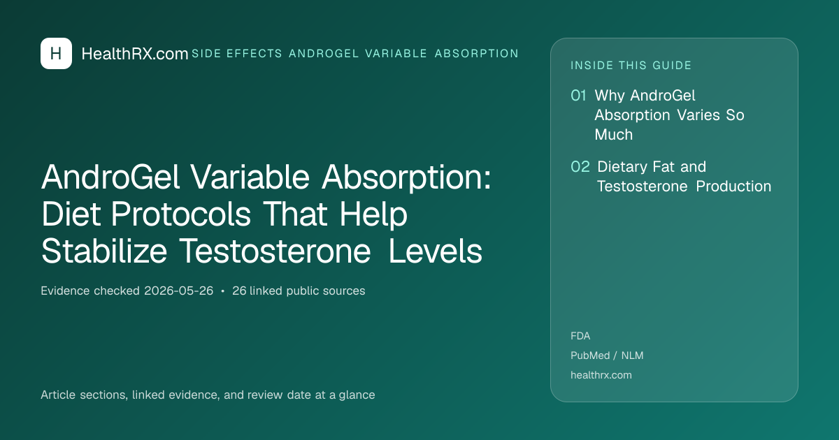Evidence overview for AndroGel Variable Absorption: Diet Protocols That Help Stabilize Testosterone Levels