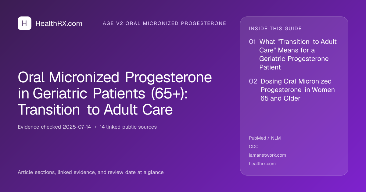Evidence overview for Oral Micronized Progesterone in Geriatric Patients (65+): Transition to Adult Care