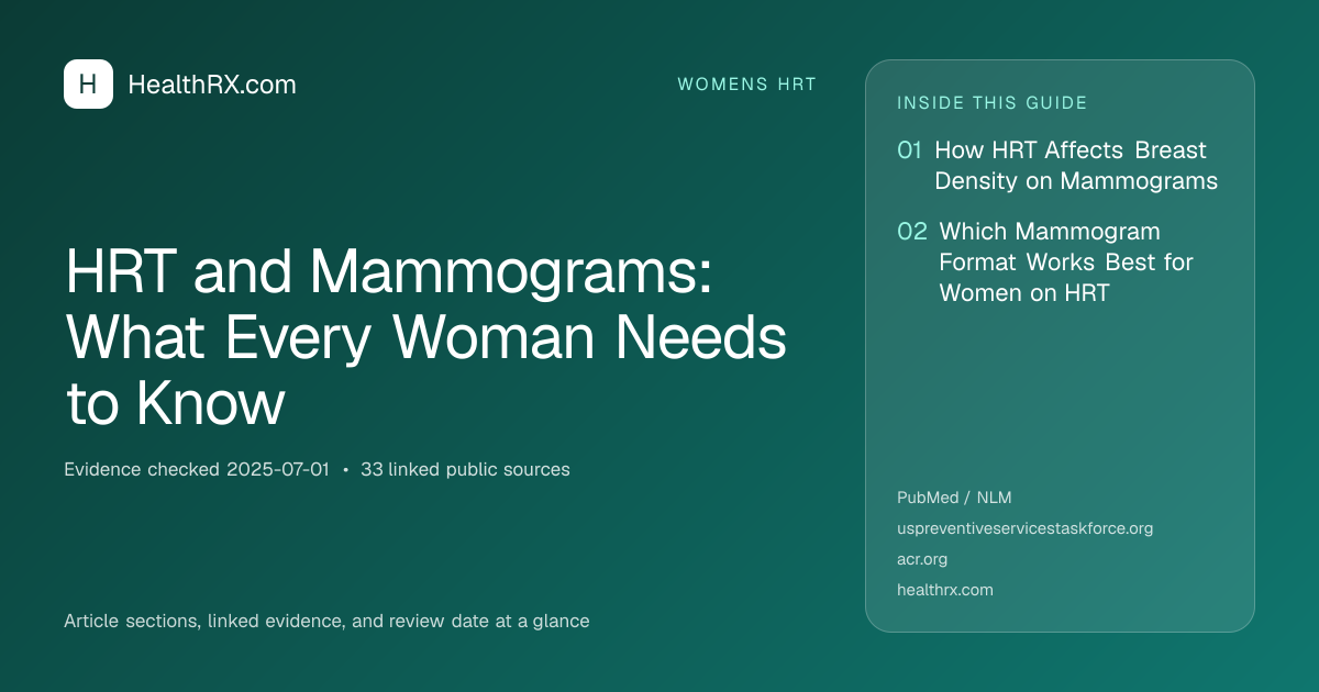 Evidence overview for HRT and Mammograms: What Every Woman Needs to Know