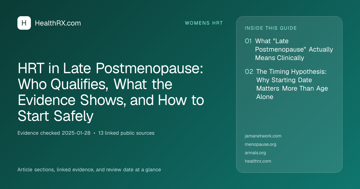 Evidence overview for HRT in Late Postmenopause: Who Qualifies, What the Evidence Shows, and How to Start Safely