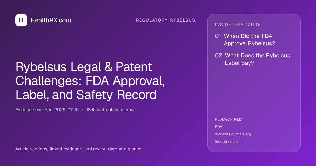 Evidence overview for Rybelsus Legal & Patent Challenges: FDA Approval, Label, and Safety Record