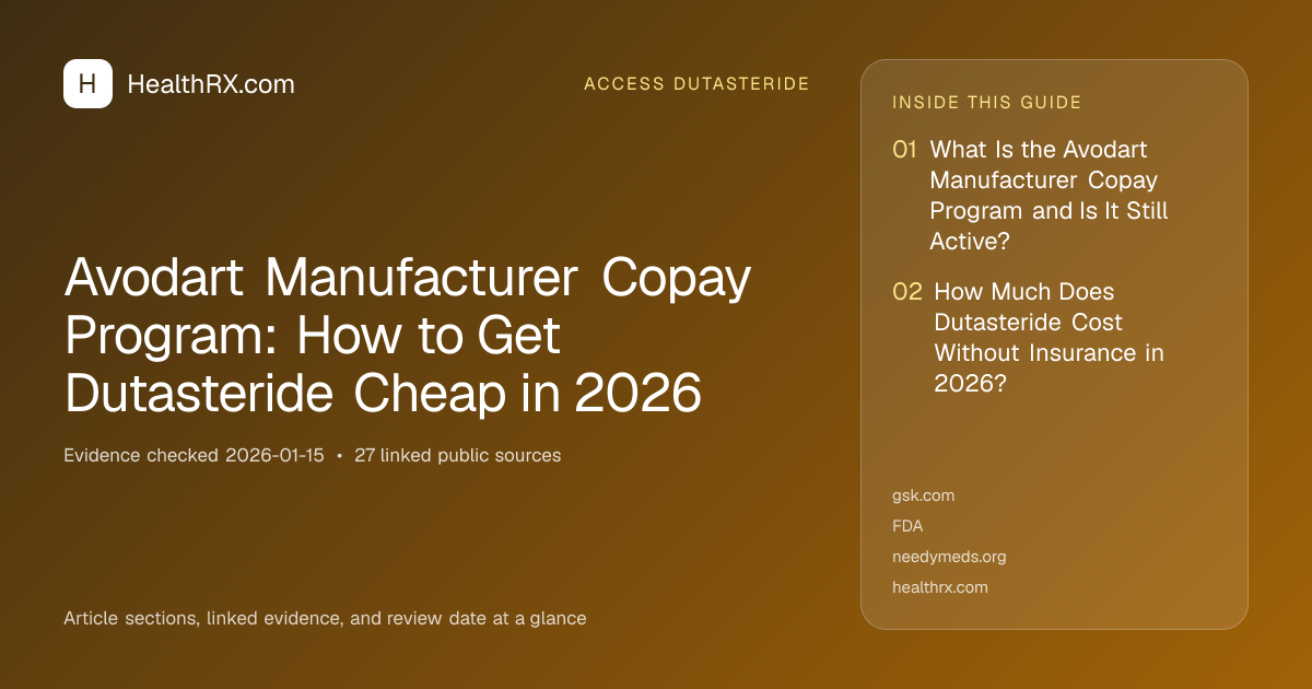 Evidence overview for Avodart Manufacturer Copay Program: How to Get Dutasteride Cheap in 2026