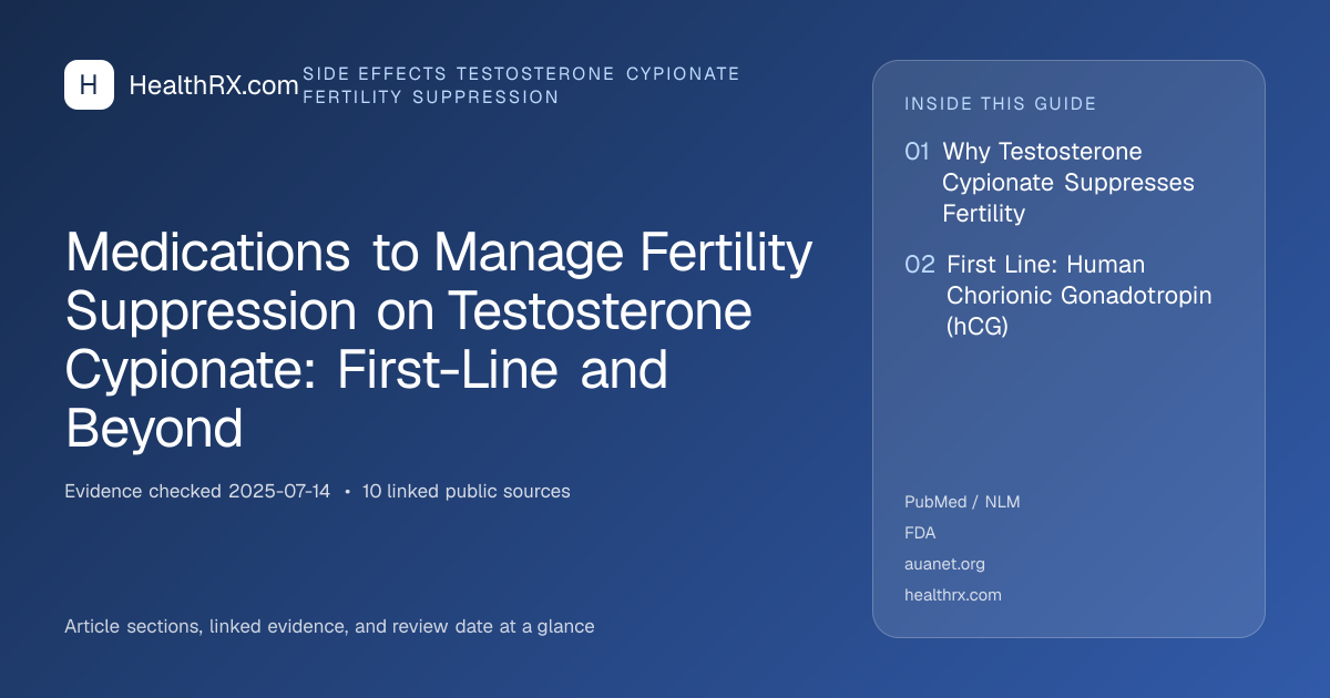 Evidence overview for Medications to Manage Fertility Suppression on Testosterone Cypionate: First-Line and Beyond