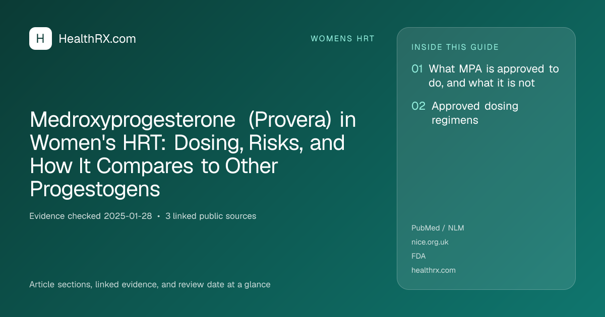 Evidence overview for Medroxyprogesterone (Provera) in Women's HRT: Dosing, Risks, and How It Compares to Other Progestogens
