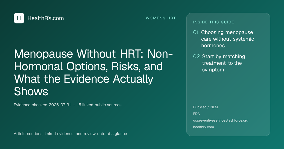 Evidence overview for Menopause Without HRT: Non-Hormonal Options, Risks, and What the Evidence Actually Shows